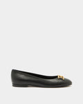 Ballerina Ballet Flat In Black Leather