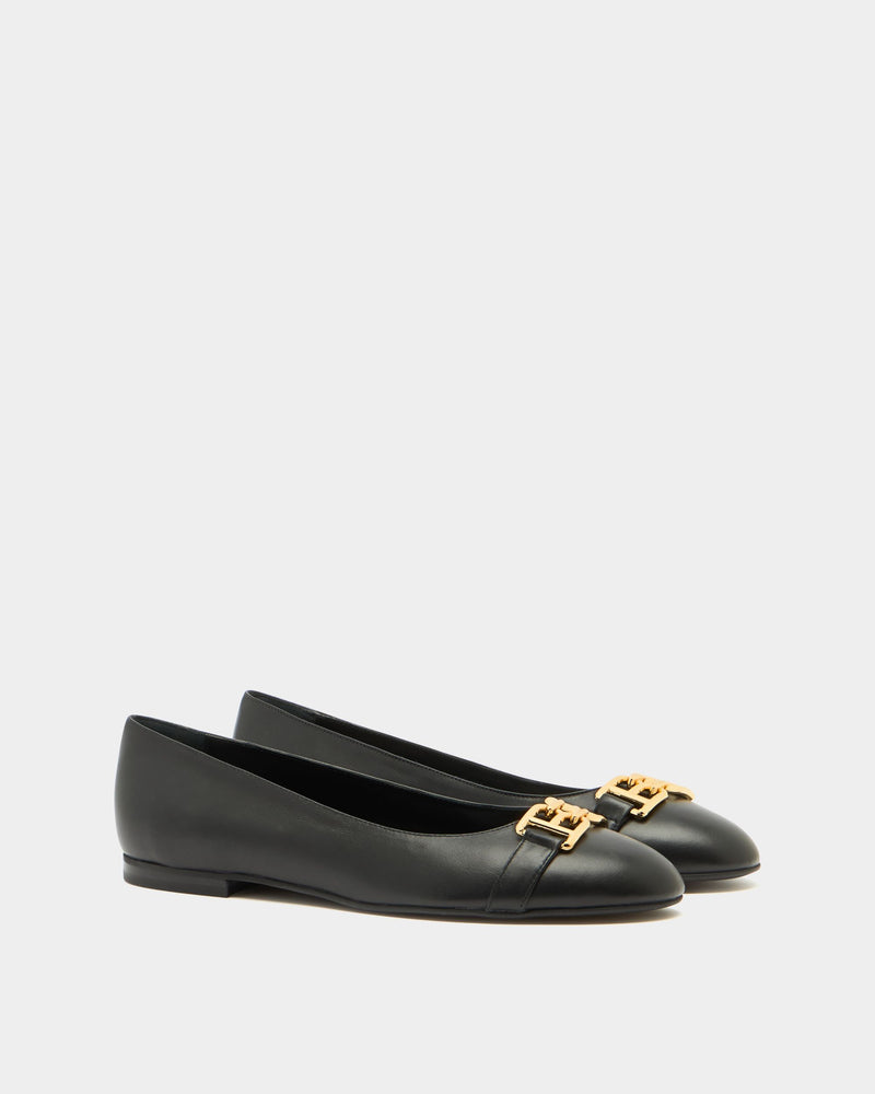 Ballerina Ballet Flat In Black Leather