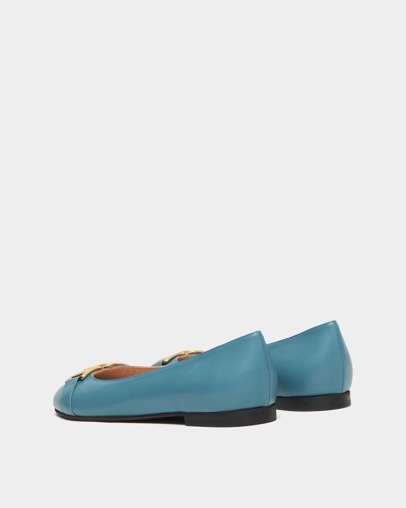 Ballerina Ballet Flat In Light Blue Leather