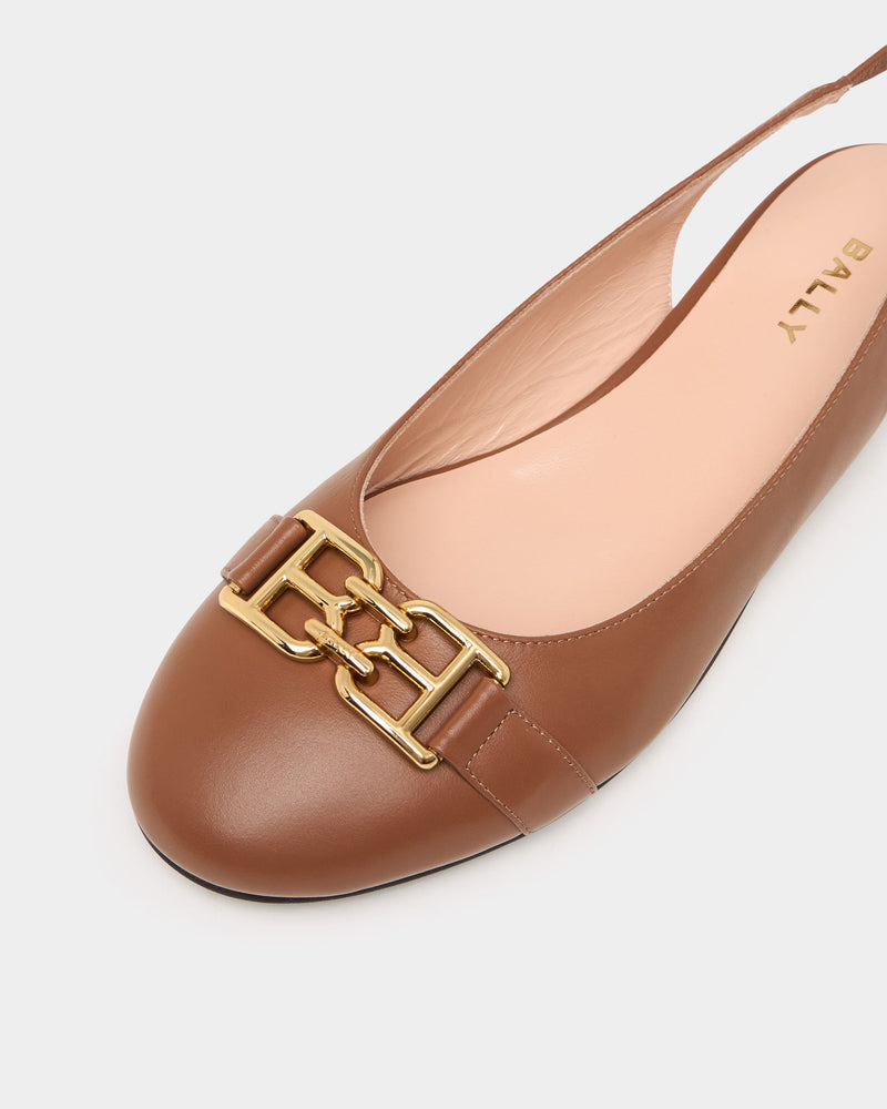 Ballerina Slingback In Brown Leather