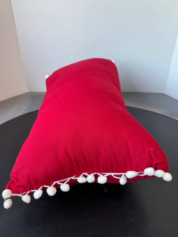Believe Red Christmas Throw Pillow with Fringed Sides