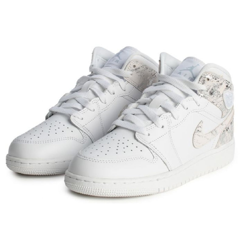 Big Kid's Jordan 1 Mid SE BG White/Field Silver-White-White (IR2320 100)