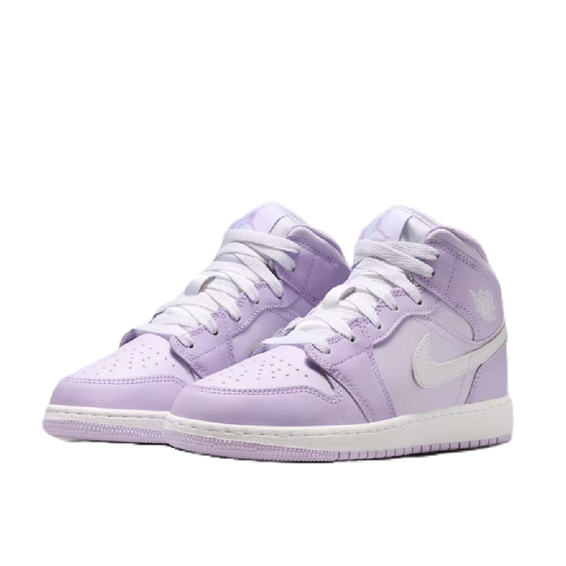 Big Kid's Jordan 1 Mid Violet Mist/White-Barely Grape (DQ8423 502)