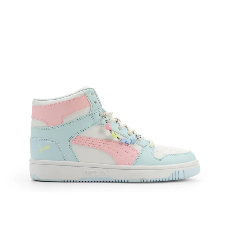 Big Kid's Puma Rbnd Lyup Plyft Chrm JR White-Pearl Pink (407799 01)