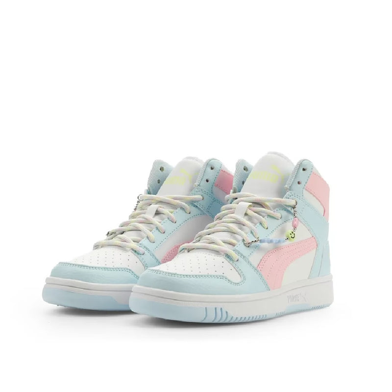 Big Kid's Puma Rbnd Lyup Plyft Chrm JR White-Pearl Pink (407799 01)