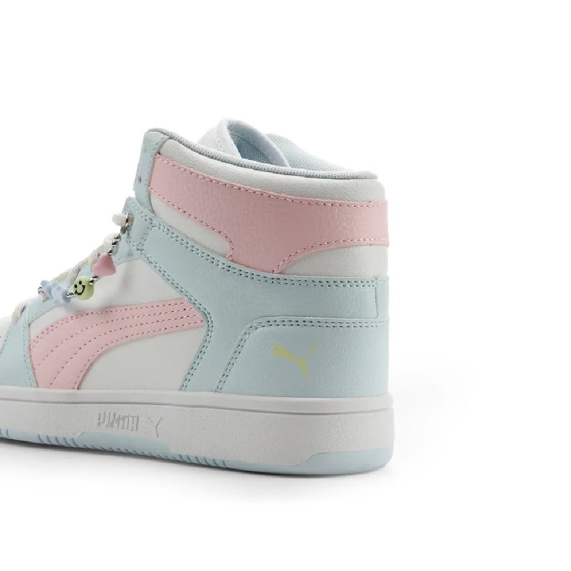 Big Kid's Puma Rbnd Lyup Plyft Chrm JR White-Pearl Pink (407799 01)