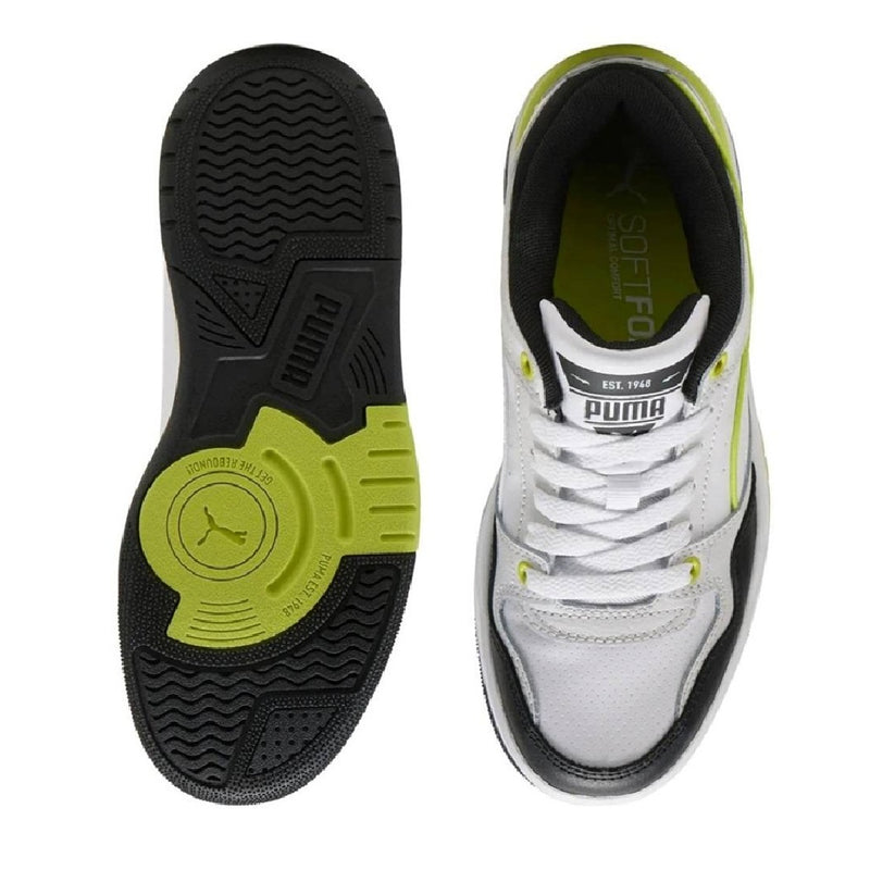 Big Kid's Puma Rebound Retro Jr Puma Black-White-Lime Smash (401564 10)