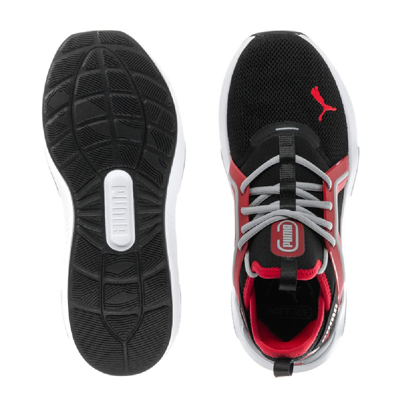 Big Kid's Puma Softride Enzo 5 Jr Puma Black-Gray-Strong Red (401510 05)