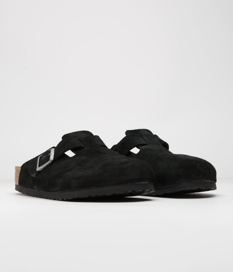 Birkenstock Boston Suede Sandals in Black and Black