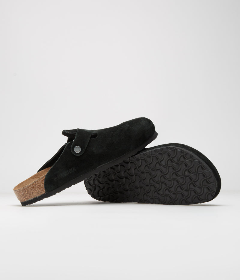 Birkenstock Boston Suede Sandals in Black and Black