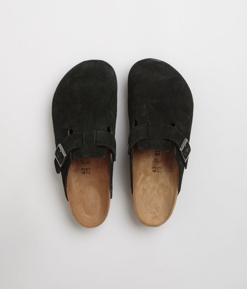 Birkenstock Boston Suede Sandals in Black and Black