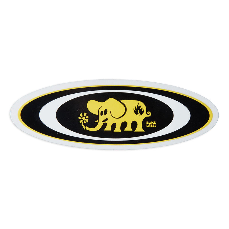 Black Label Oval Elephant Sticker - Assorted