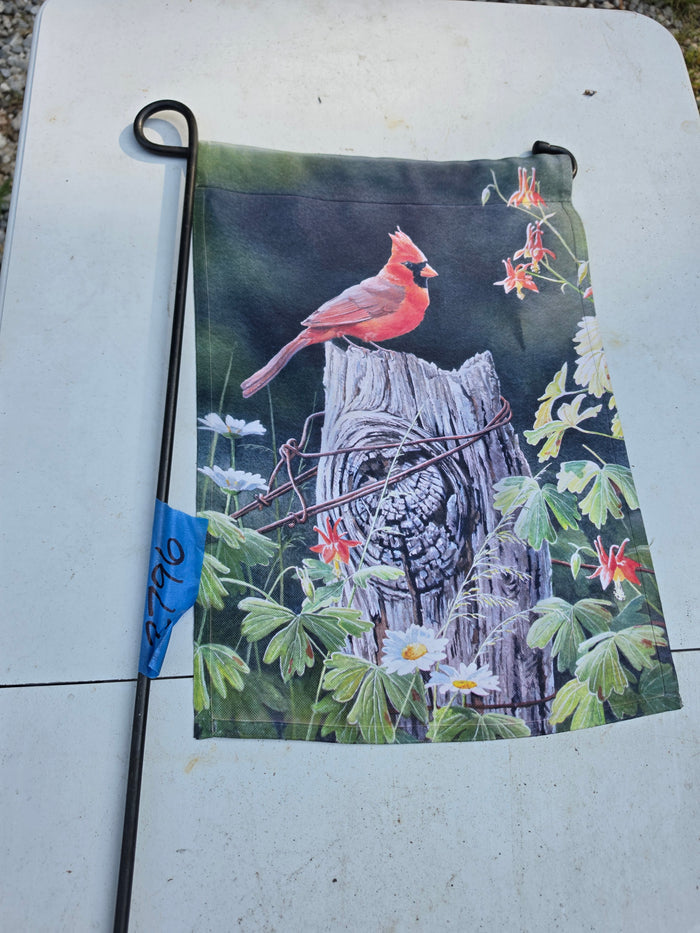 Black Metal Flag Hanger w/Cardinal Flag