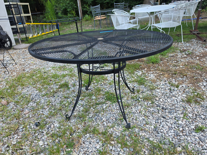 Black Metal Patio Dining Table w/Scroll Work Accents