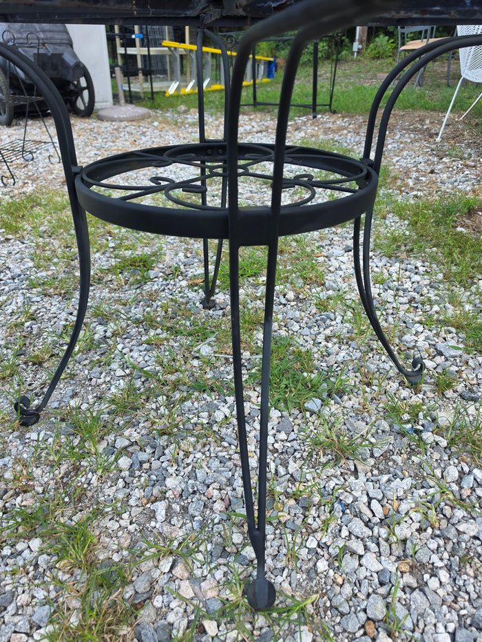 Black Metal Patio Dining Table w/Scroll Work Accents