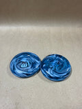 Blue Bath Aqua Glass Tealight Candle Holders - Pair