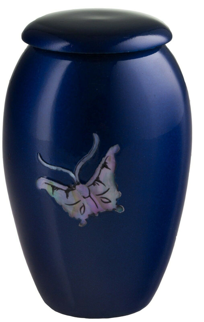 Blue Pearl Butterfly 3 Cubic Inches Small Keepsake Cremation Urn for Ashes