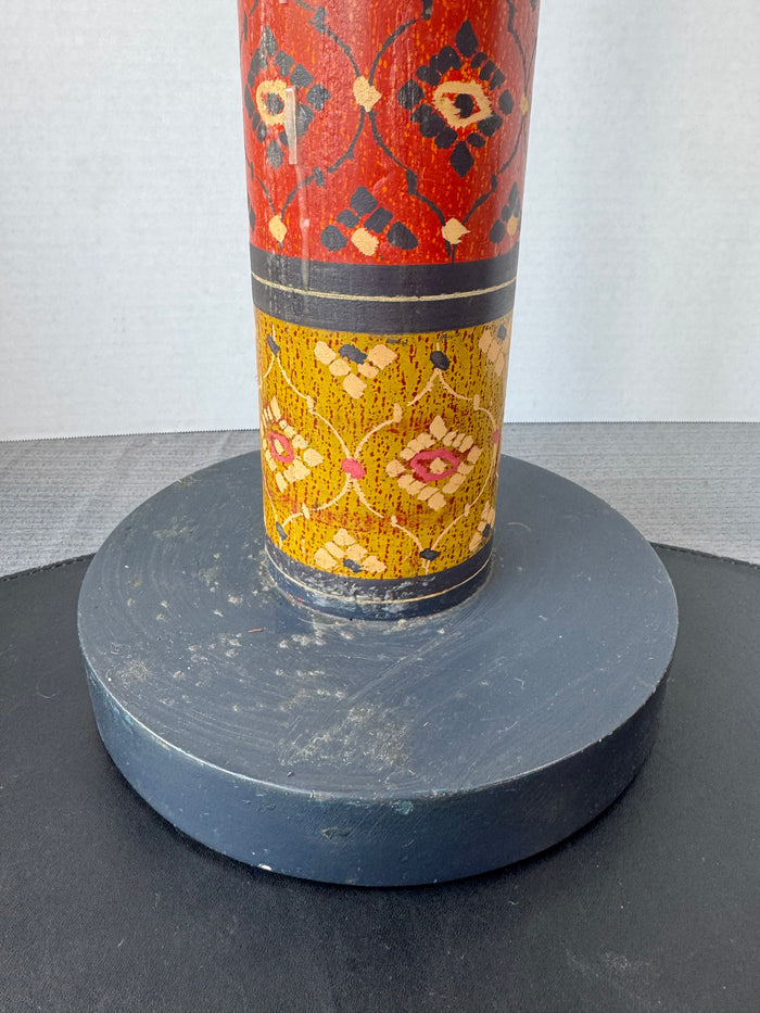 Bohemian Hand Painted XL Vintage Wooden Candle Holder (A)