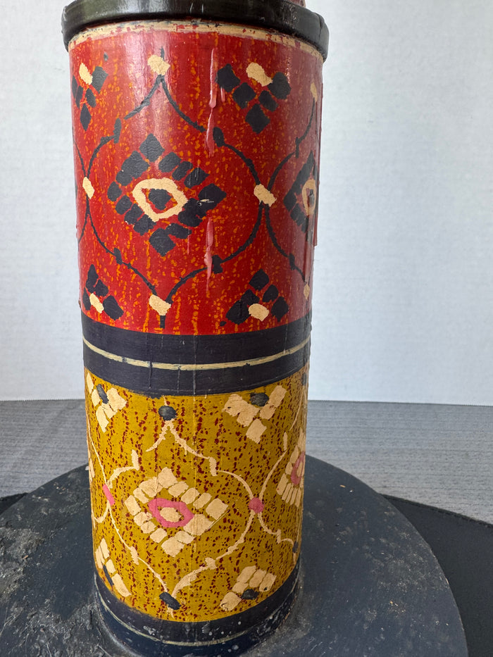 Bohemian Hand Painted XL Vintage Wooden Candle Holder (B)