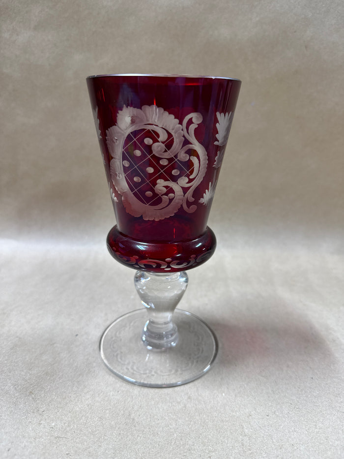 Bohemian Red Glass Goblet Vase