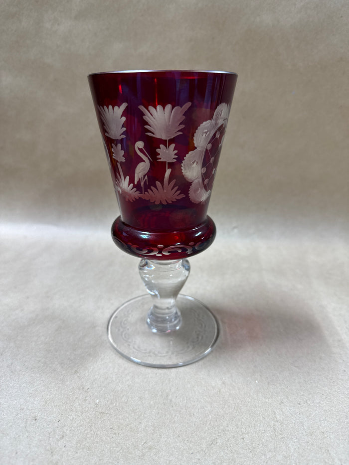 Bohemian Red Glass Goblet Vase