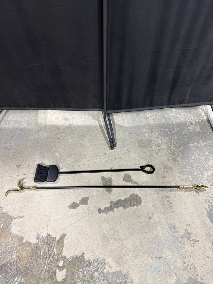 Brass And Wrought Fireplace Tools - Pair