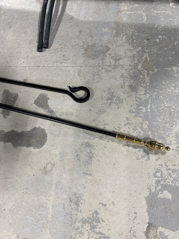 Brass And Wrought Fireplace Tools - Pair