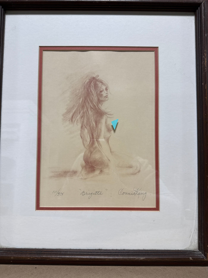 “Brigitte” Nude Woman Sketch Lithograph By Connie King - Numbered And Signed