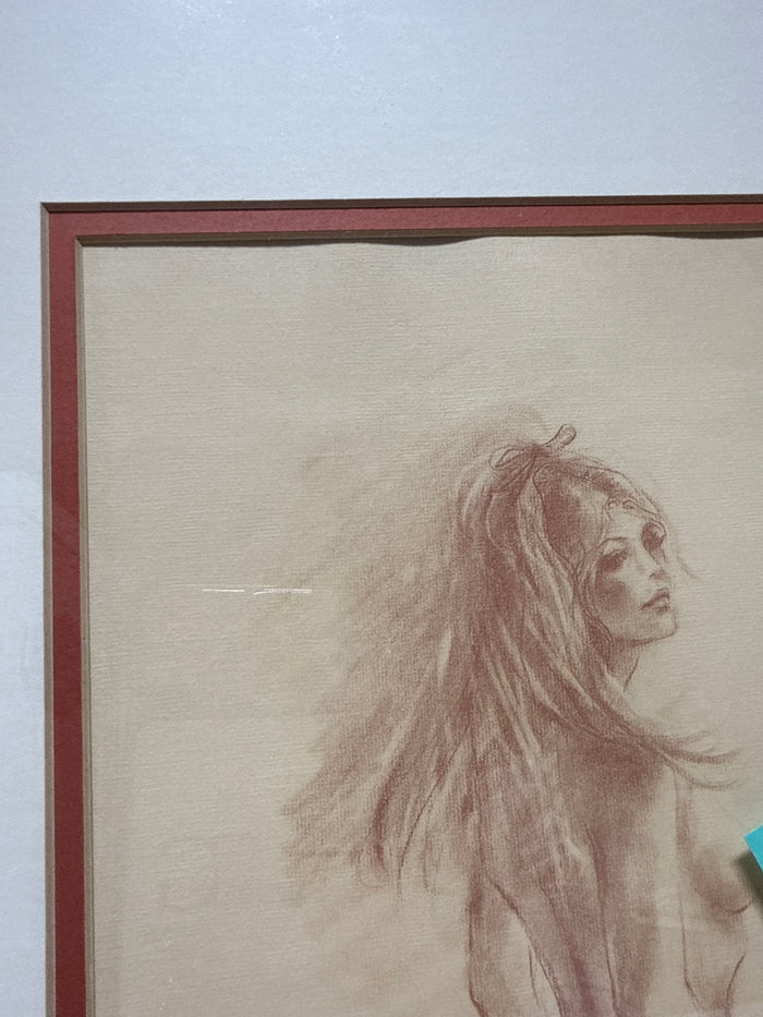 “Brigitte” Nude Woman Sketch Lithograph By Connie King - Numbered And Signed