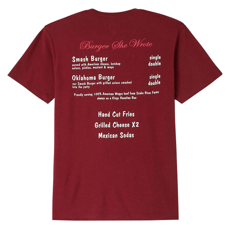 Brixton Burger She Wrote Pocket T-Shirt - Burgundy