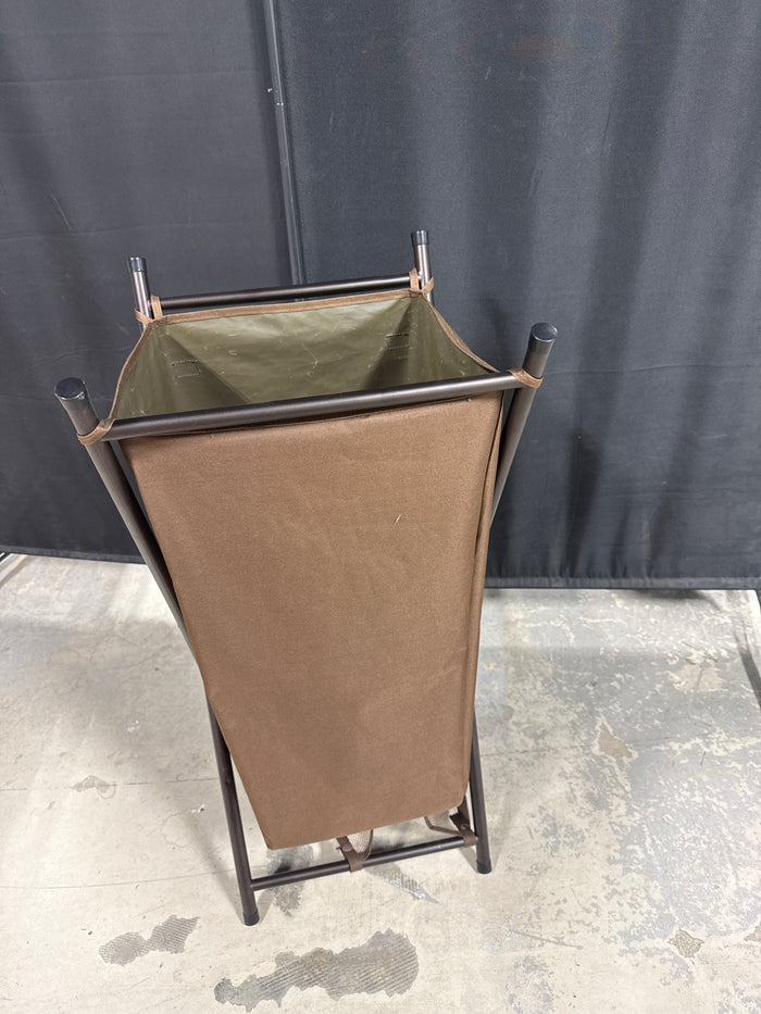 Brown Folding Canvas Laundry Hamper (A)