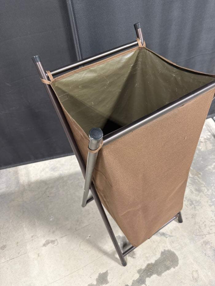 Brown Folding Canvas Laundry Hamper (A)