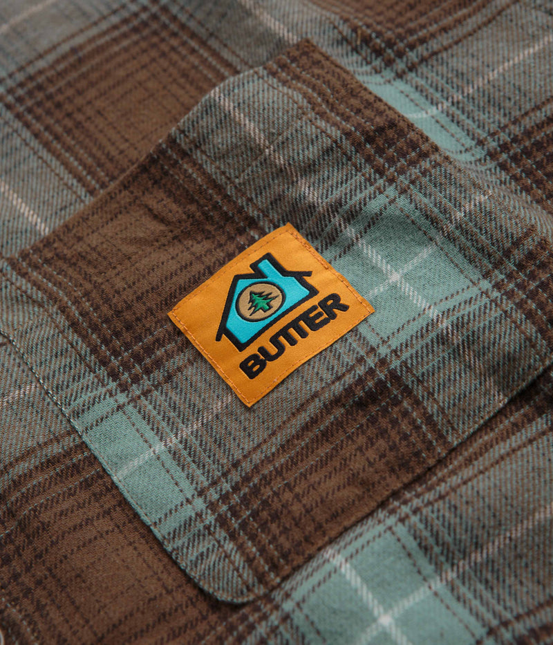 Butter Goods Appliance Plaid Shirt in Brown and Teal