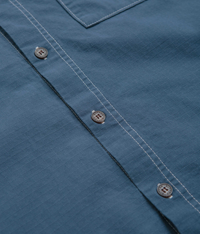Butter Goods Ripstop Button Up Shirt in Work Blue