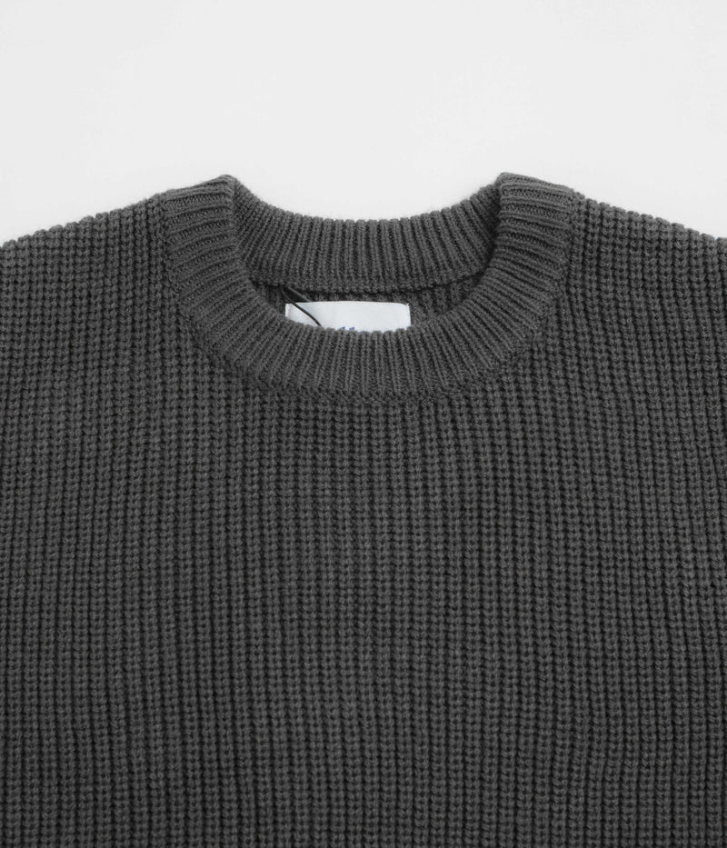 Butter Goods Stripe Knitted Sweatshirt in Charcoal