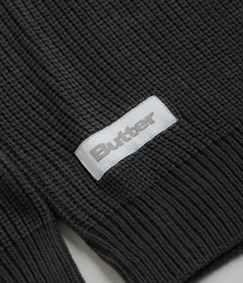 Butter Goods Stripe Knitted Sweatshirt in Charcoal