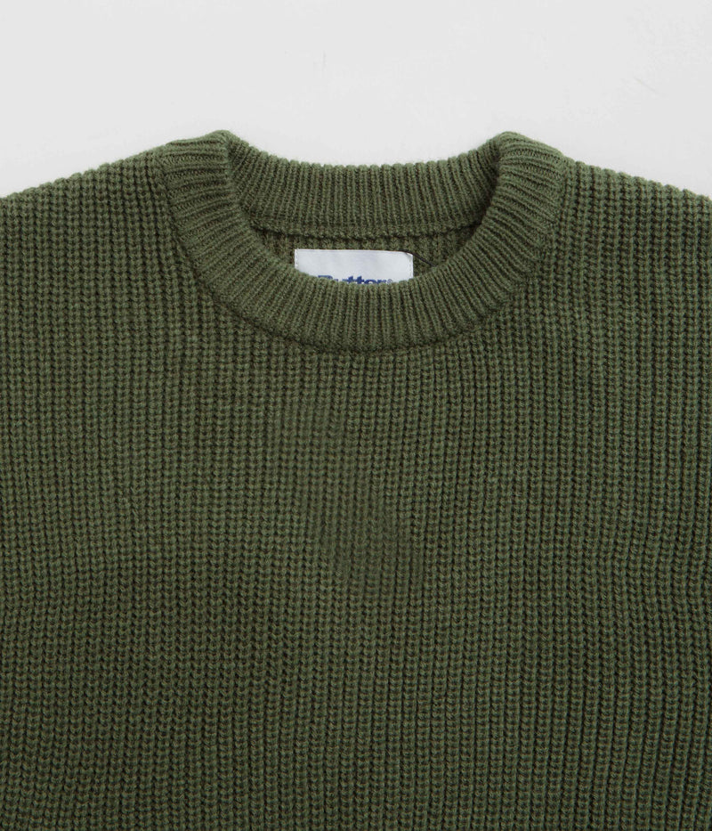 Butter Goods Stripe Knitted Sweatshirt in Ivy