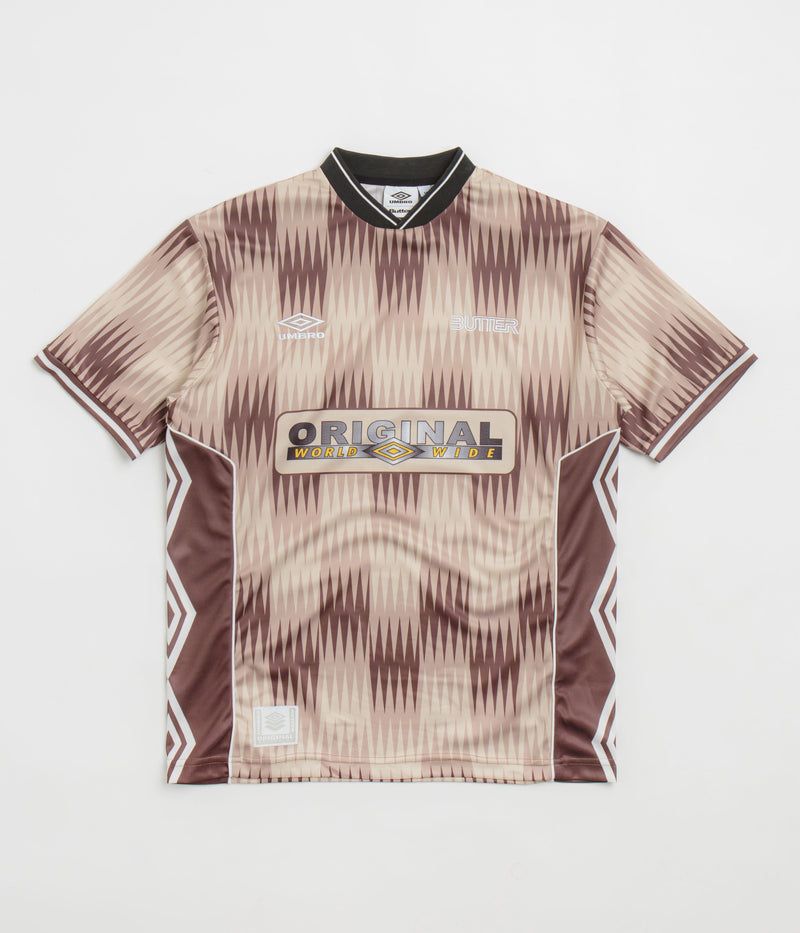 Butter Goods x Umbro Optical Jersey in Brown and Taupe