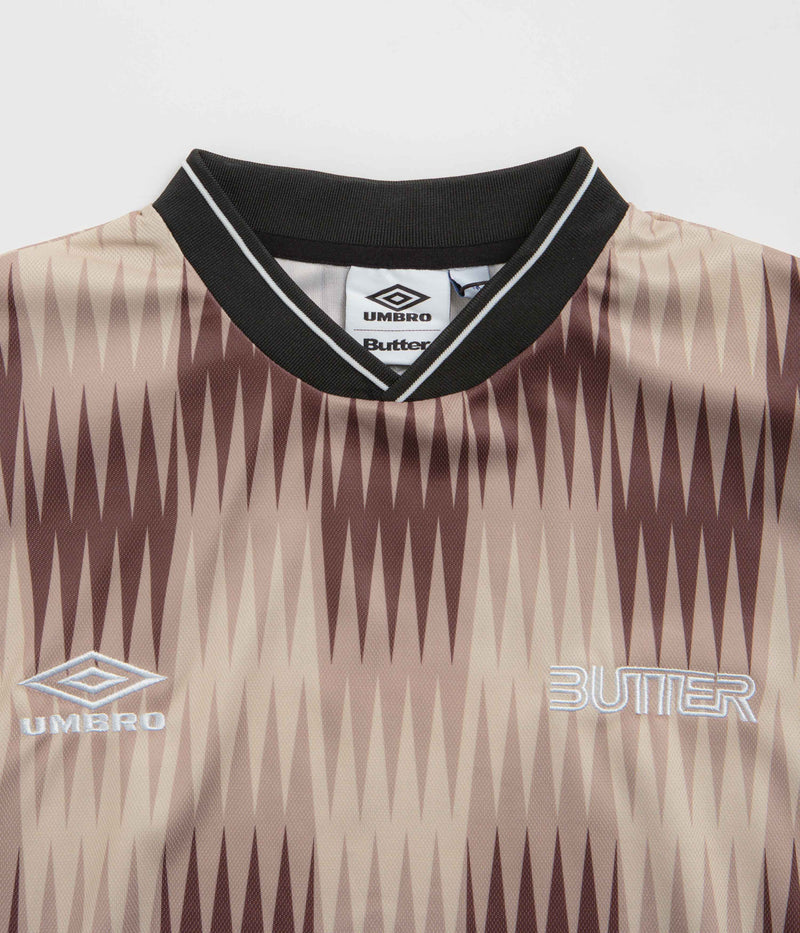 Butter Goods x Umbro Optical Jersey in Brown and Taupe