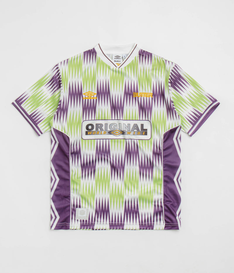 Butter Goods x Umbro Optical Jersey in Grape and Volt