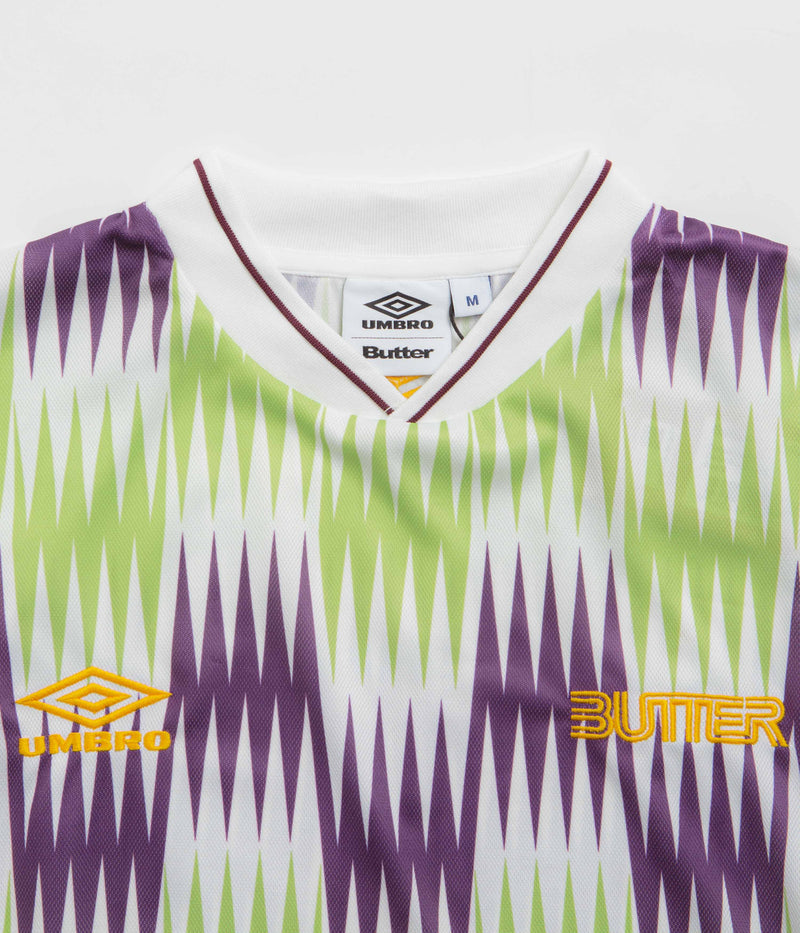 Butter Goods x Umbro Optical Jersey in Grape and Volt