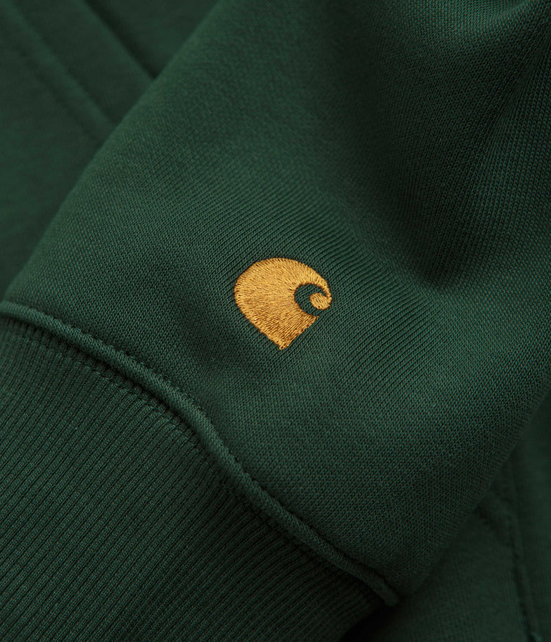 Carhartt Chase Zip Neck Sweatshirt in Sycamore Tree and Gold
