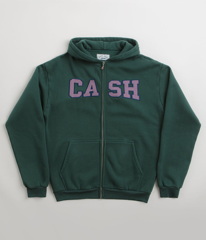 Cash Only Campus Zip-Thru Hoodie in Washed Forest