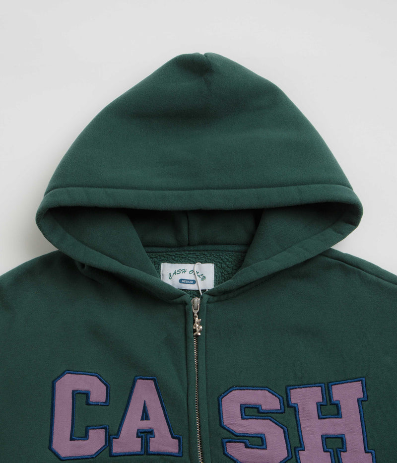 Cash Only Campus Zip-Thru Hoodie in Washed Forest