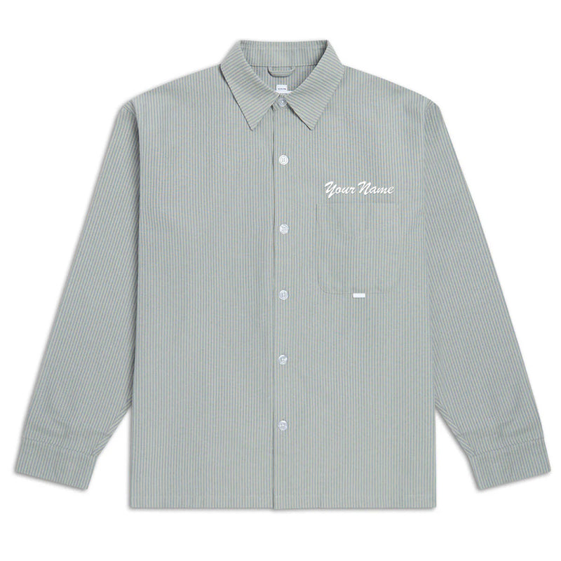 CCS Custom Embroidered Box Oxford Shirt - Green Stripe