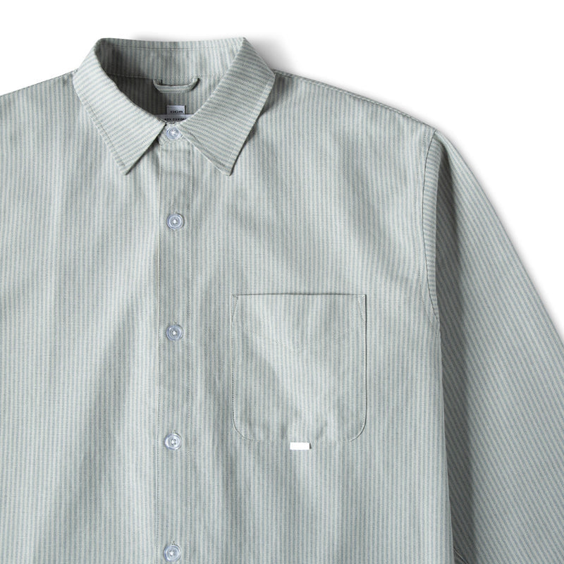 CCS Custom Embroidered Box Oxford Shirt - Green Stripe