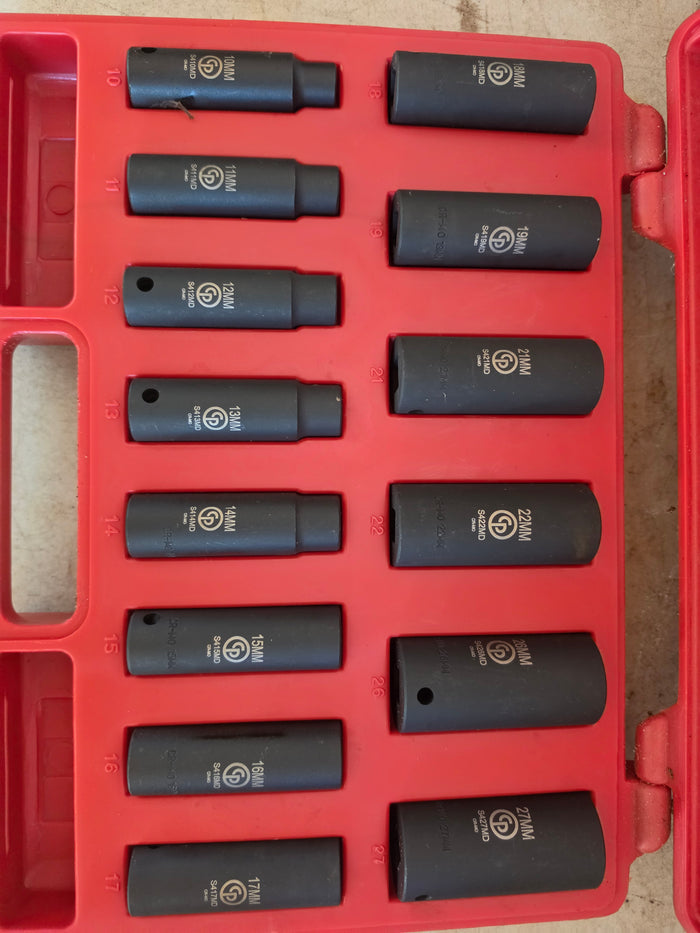 Chicago Phneumatic 14 Piece Metric Deep Impact Socket Set (two available, priced separately)