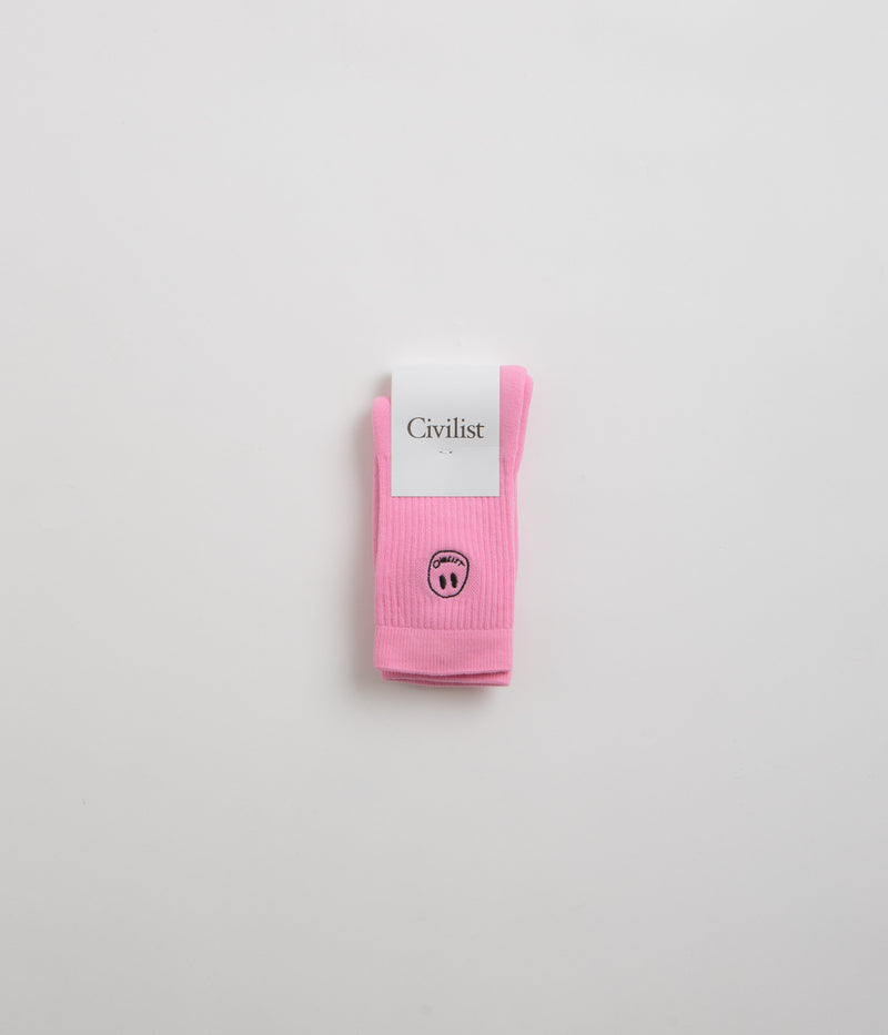 Civilist Mono Smiler Socks in Pink