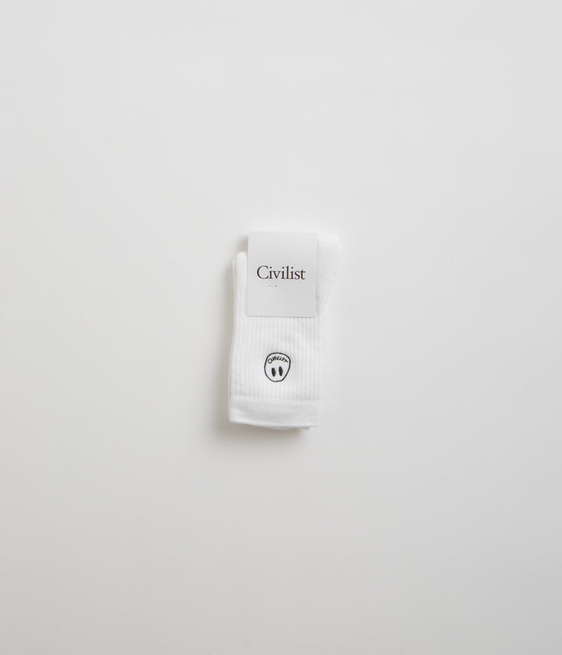 Civilist Mono Smiler Socks in White