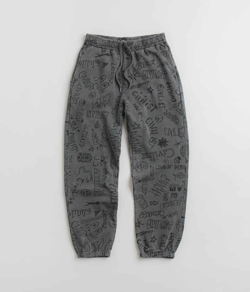 Civilist Team AOP Sweatpants in Washed Black